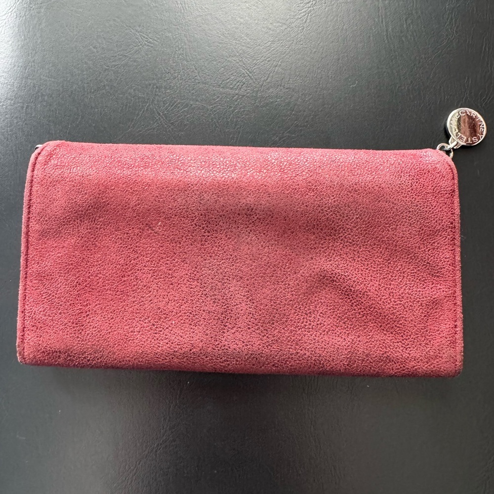 Stella McCartney Falabella Unique Faux Leather Edgy Wallet Burgundy Silver Chain - Picture 4 of 9